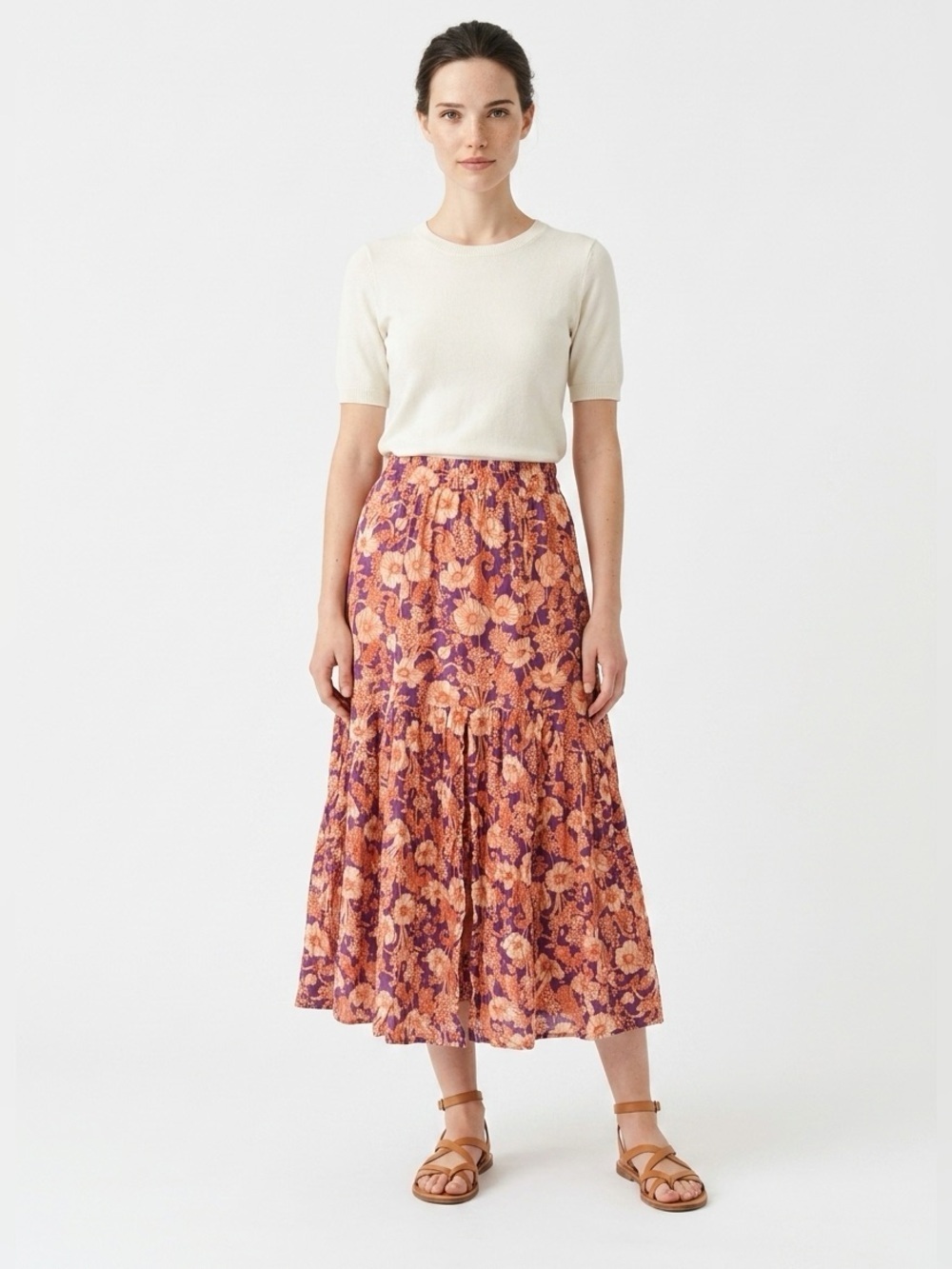 Angie flounced long skirt